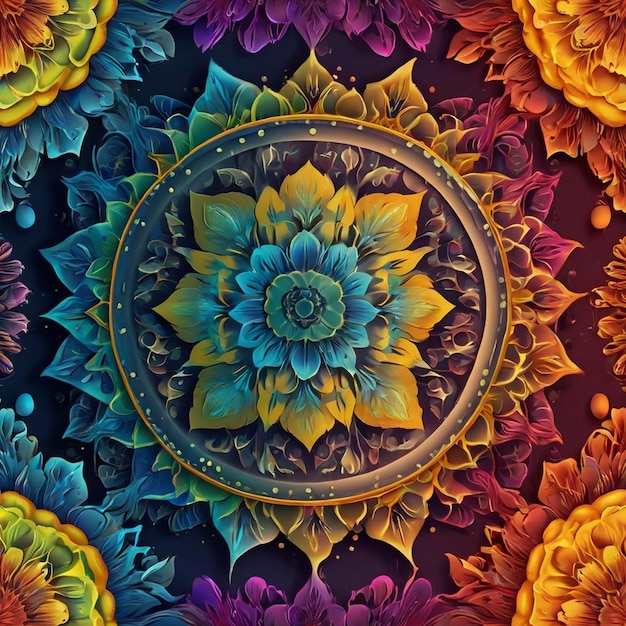 Intricate Multicolored Mandala Art Design