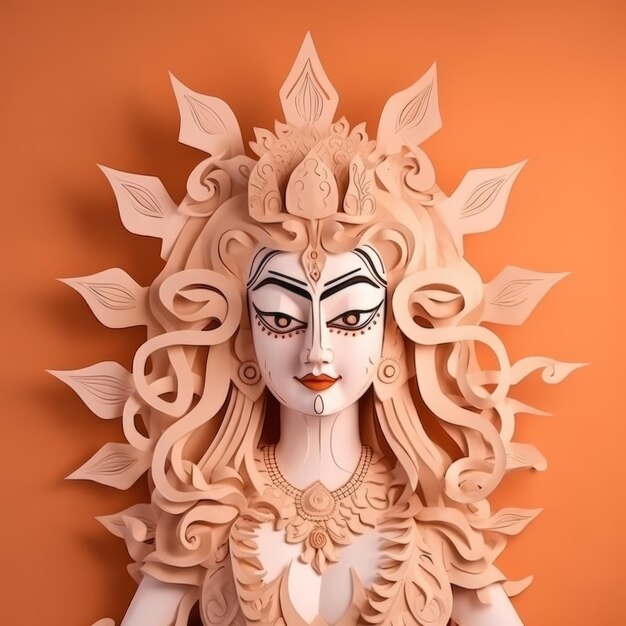 Photo intricate paper art of a goddess