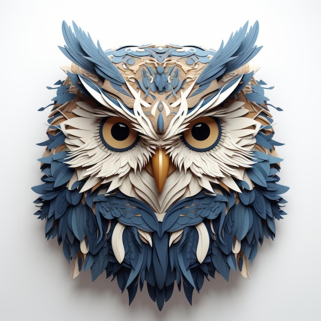 Intricate Paper Owl Head Colorful Woodcarvings With Sharp Attention To Detail