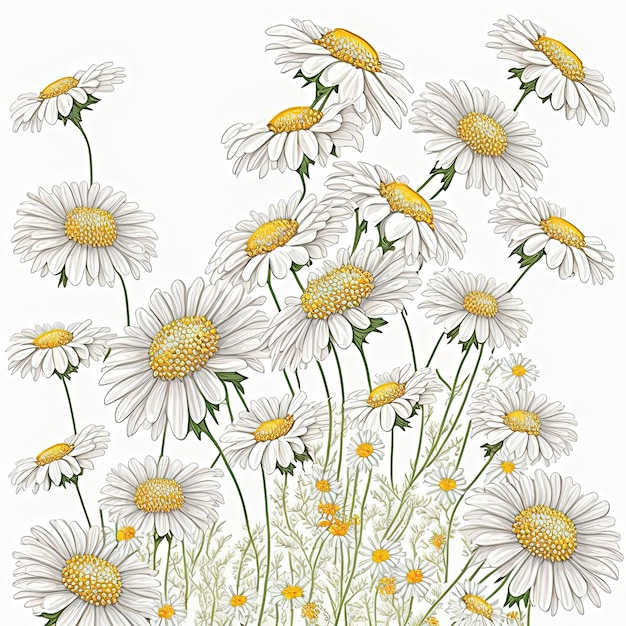 Intricate pattern of delicate chamomile flowers Generative AI generative AI