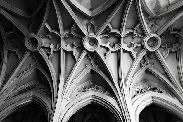 Intricate Patterns of a Cathedral Ceiling Create a sense of movement and fluidity in the intricate patterns of Gothic vaulting