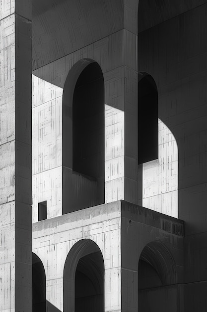 Photo intricate patterns of light and shadow on concrete architecture