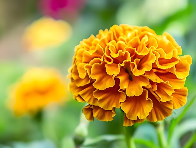 Photo intricate patterns of a vivid marigold flower closeup showcasing nature artistry nature concept