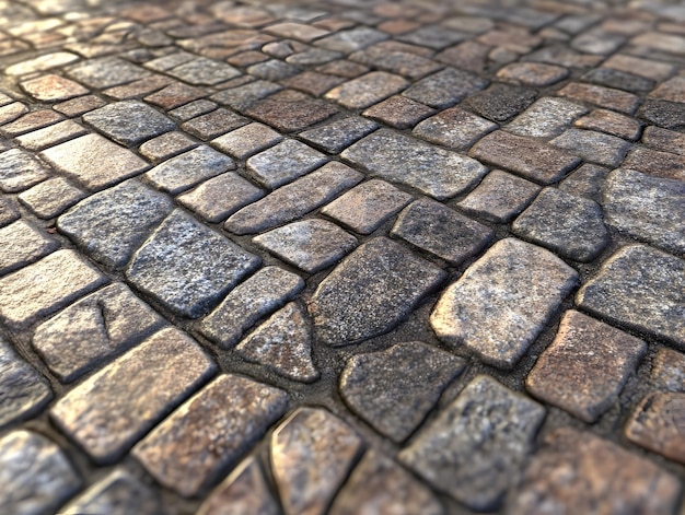 Photo intricate paving patterns of stone cobblestones and bricks in earthy tones