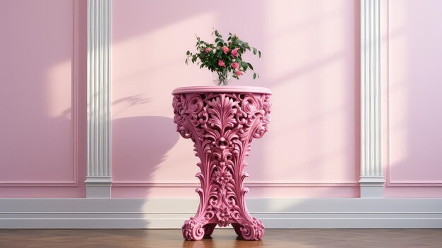 Intricate pink pedestal