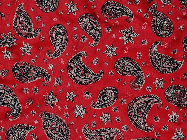 Photo intricate red and black paisley pattern with white accents