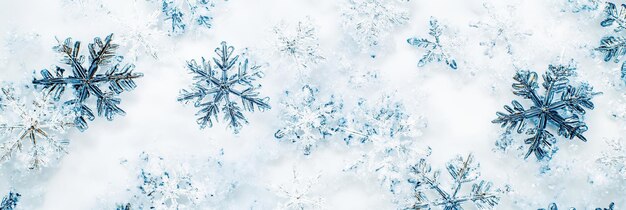 Photo intricate snowflakes float gracefully against a soft white background evoking the beauty of a peaceful winter day generative ai