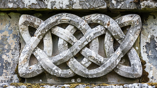 Photo intricate stone carving of a celtic knot