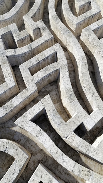 Photo intricate stone maze with geometric patterns shines under the midday sun outdoors