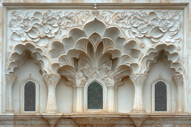 Photo intricate stucco work in islamic architecture