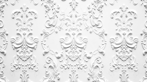 Photo intricate white embossed patterns on a wall create a timeless and elegant design