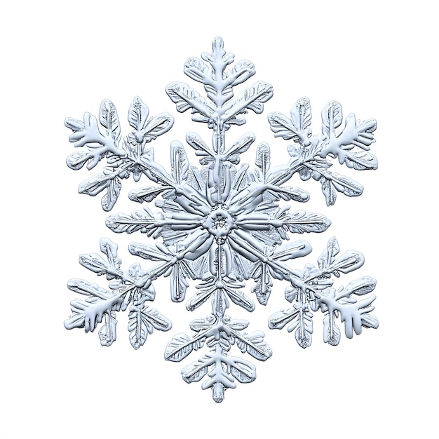 Photo intricate white snowflake highly detailed isolated on a white background