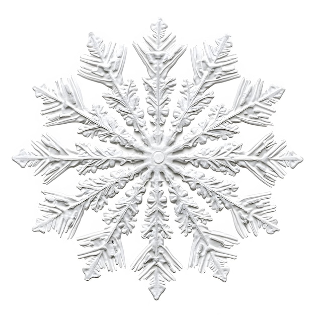 Intricate white snowflake highly detailed isolated on a white background