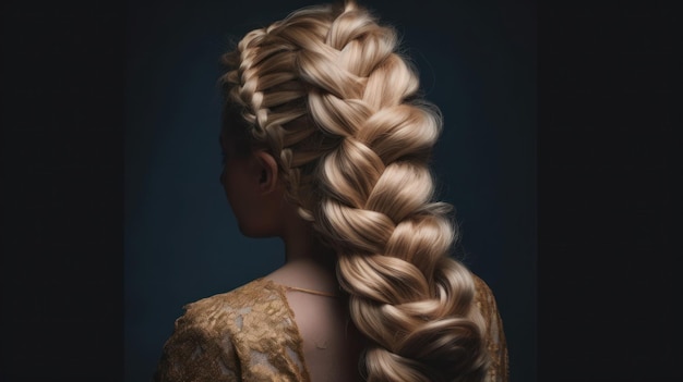 Intricate women's braided hairstyle blonde hair AI generated