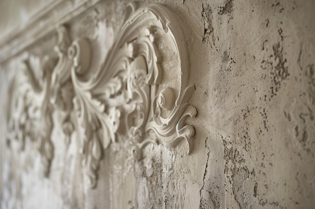 Intricately carved into the aged plaster delicate generative ai