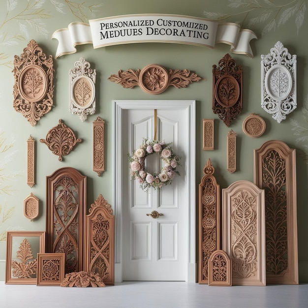 Photo intricately carved wooden dcor timeless elegance in every detail