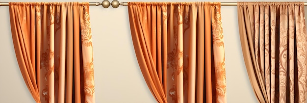 Photo intricately designed luxurious curtains enhancing room decor and radiating warm hues