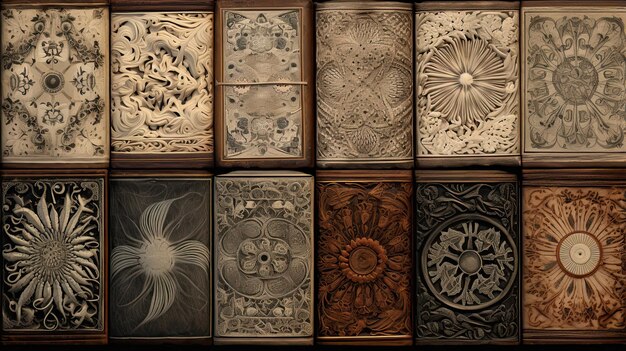 Intricately rendered textures of an antique book's pages