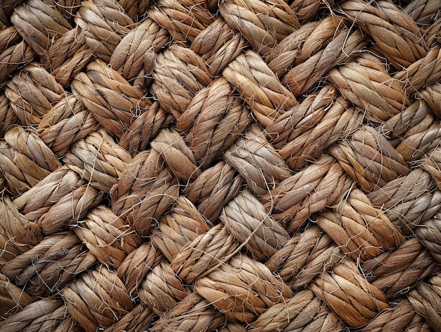 Photo intricately woven natural fiber braid laid out for textile texture study