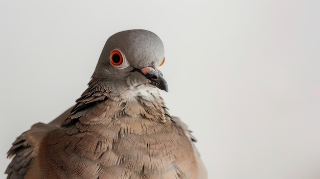 Photo intriguing eurasian collared dove in a closeup portrait against a white background