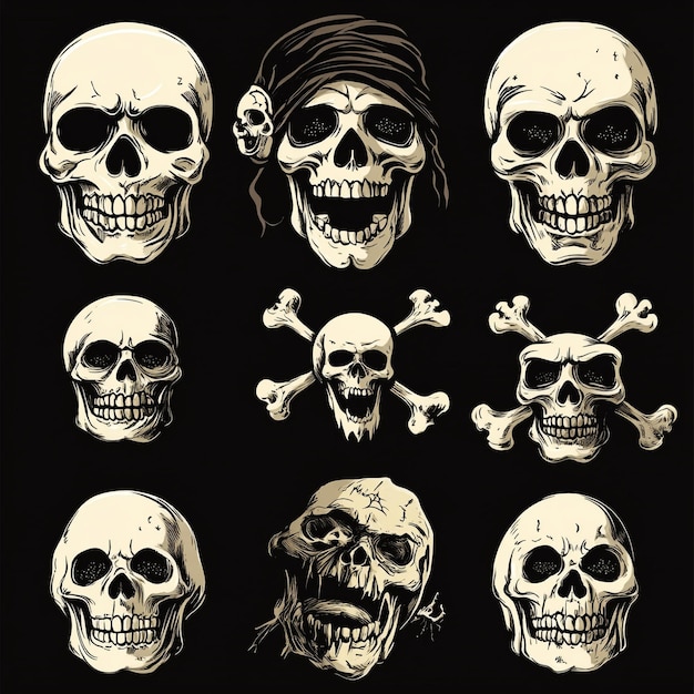 Intriguing Halloween Skulls in Various Styles