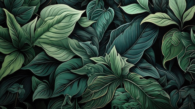 Photo intriguing leaf patterns in harmonious arrangement