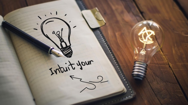 Intuit Your Ideas Light Bulb on Notebook