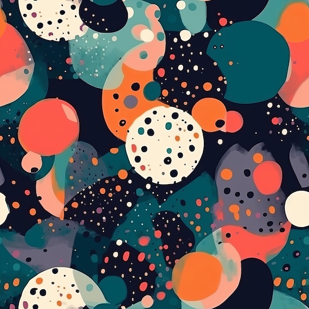 Inventive and colorful advanced theoretical print highlighting spots in a collage organize organize Seamless pattern AI Generated