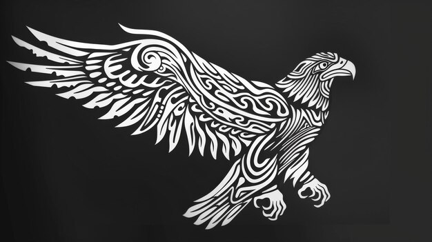 Photo inverted tribal eagle art a monochrome expression of bold heritage