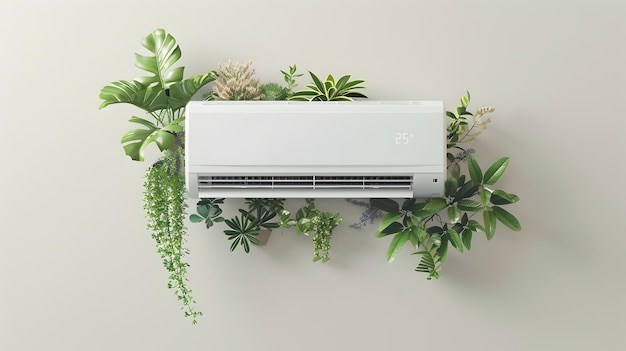 Inverter AC with Flourishing Greenery in Modern Interior Design