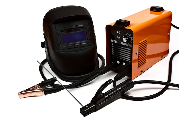 Inverter welding machine and mask on a white background