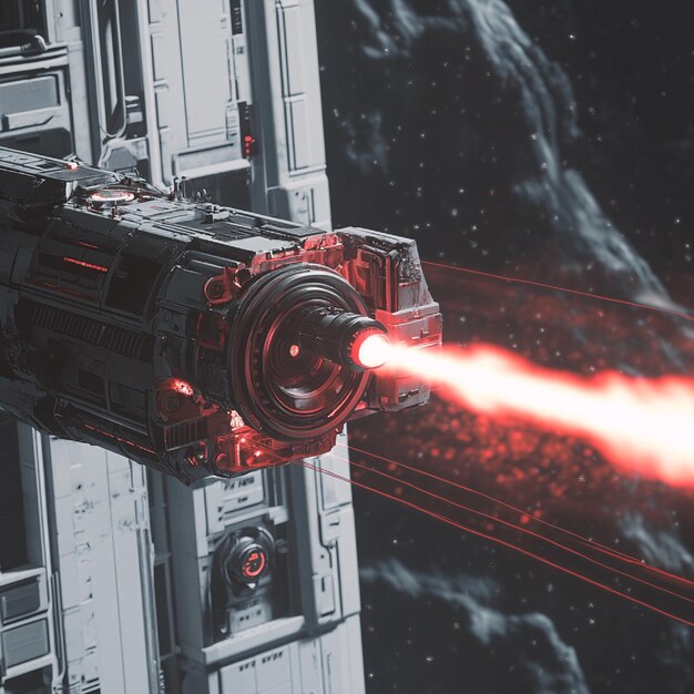 Photo investigate a space stations experimental weapons lab testing advanced laser cannons