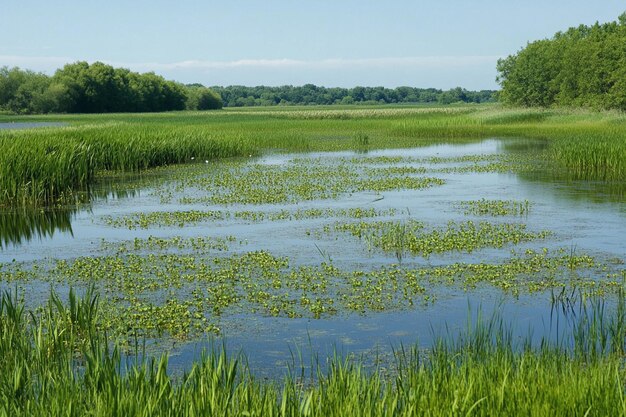 Photo investigating the impact of irrigation on wetland generative ai