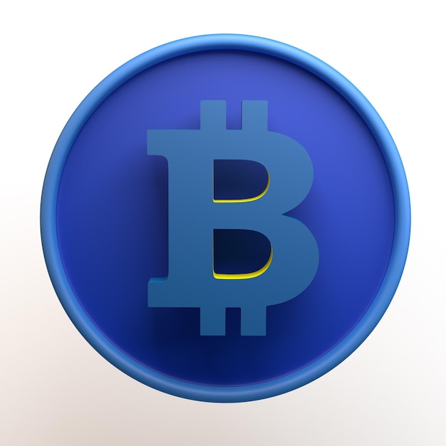 Investment icon with bitcoin symbol isolated on white background App 3D illustration