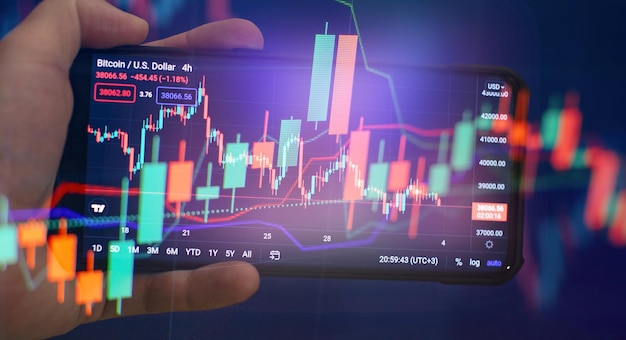 Investment trade stock finance and analysis Economic graph with diagrams on the stock market for business and financial concepts