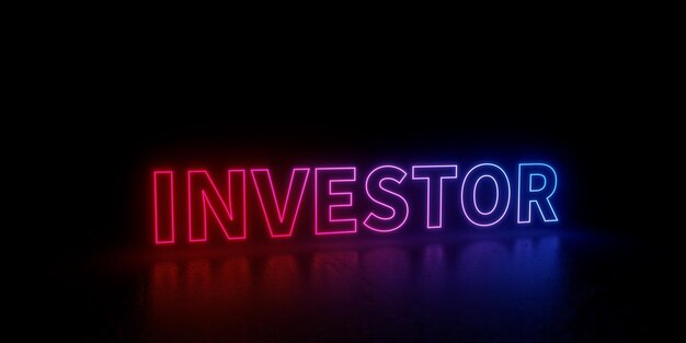 investor word text 3d rendered outline neon style illustration isolated 3D Illustration