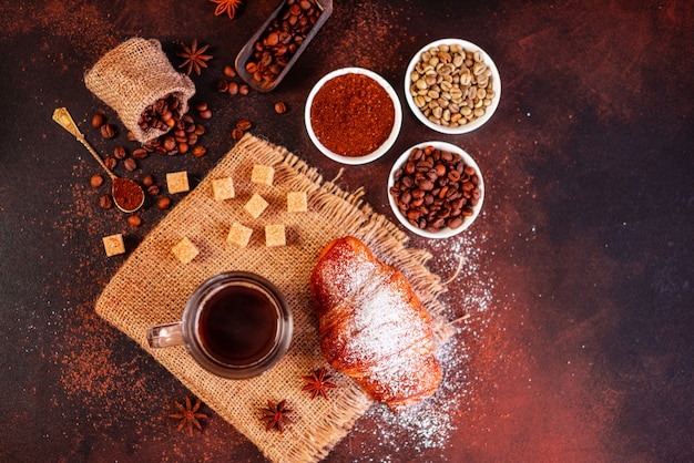 The invigorating morning coffee with sweets