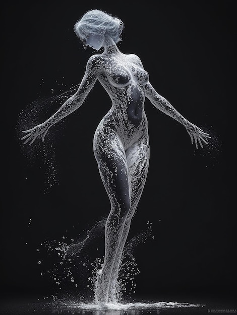 Photo a invisible woman body set against a solid black background her form is partially revealed