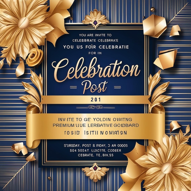 Photo invitation card celebration post design