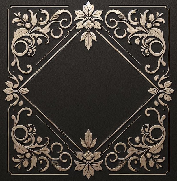 Invitation card design with classic carved ornament embossed frame dark Backgroundspace for gree