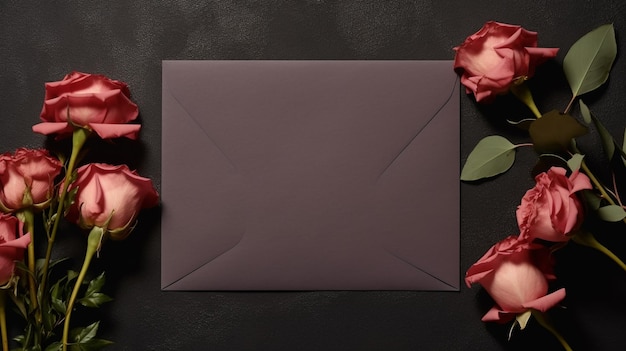 Invitation or greeting card mockup with envelope hydra