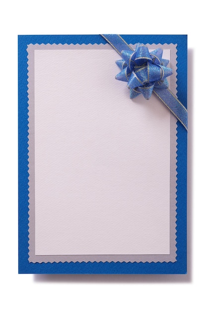 Invitation invite card blue bow decoration vertical flat