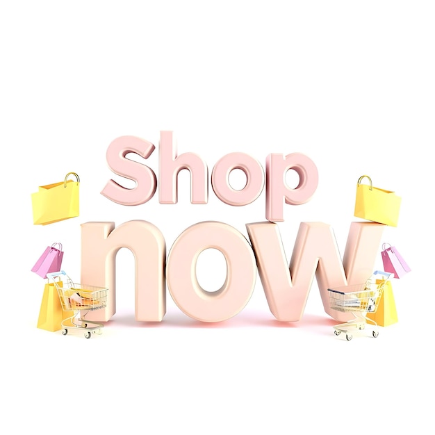 Inviting 3D Text Shop Now Welcomes With Openness Friendly Pastel Colored Letters Beckon Shoppin