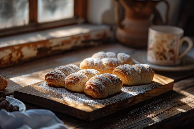 Inviting medium shot of baked sweets emphasizing light play