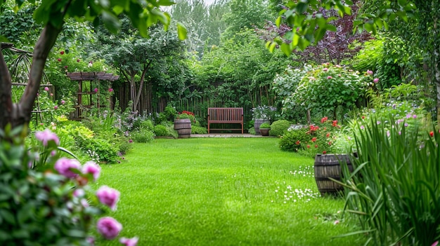 Inviting Outdoor Seating in Lush Green Garden