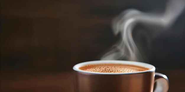 Photo inviting steam rises from freshly brewed coffee tempting with aromatic delight concept coffee lovers aromatherapy hot drinks coffee culture morning rituals