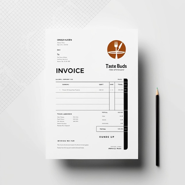 Photo invoice mockupdocument on purple background mock upflat design car dealer invoice template