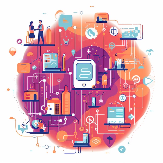 Photo iot communication protocols illustration