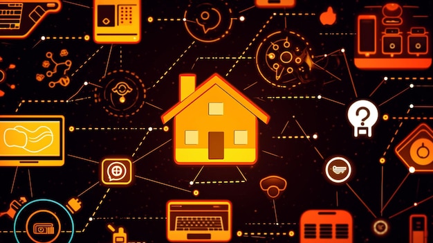 IOT concept Smart home connection and control 3D