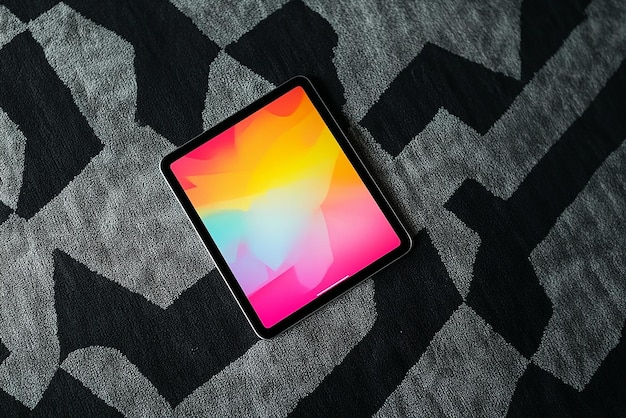 Photo ipad pro mockup on black pattern